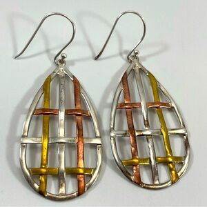 RLM Studio Sterling Silver Brass Copper Woven Dangle Earrings Stunning Unique